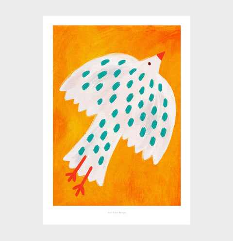 Colorful bird illustration art print poster with bold and simple design