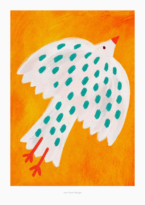 Simple Bird illustration art print with fun and colorful design perfect for modern nursery or artsy living room. 