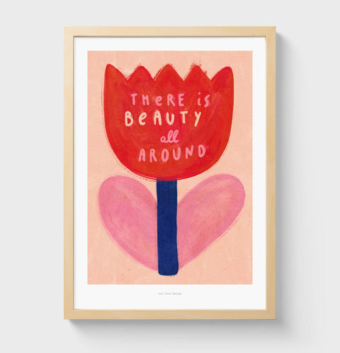 Beautiful tulip illustration art print | Bold flower wall art print | Simple flower illustration poster