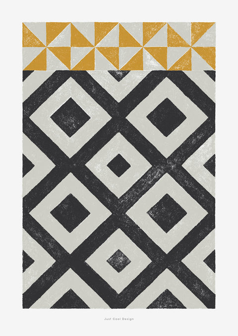 Barcelona tiles print | Black and white geometric pattern poster