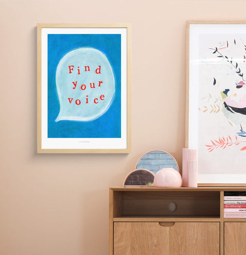 Find your voice illustrated quote print