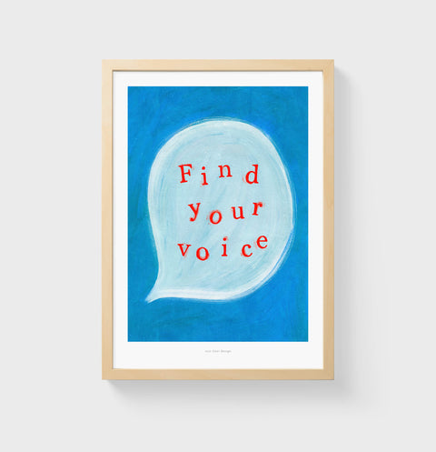 Find your voice inspirational illustrated quote print. Colorful quote art print.
