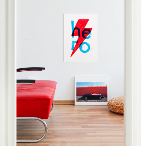 Hero print, minimalist prints illustration poster for modern contemporary living room