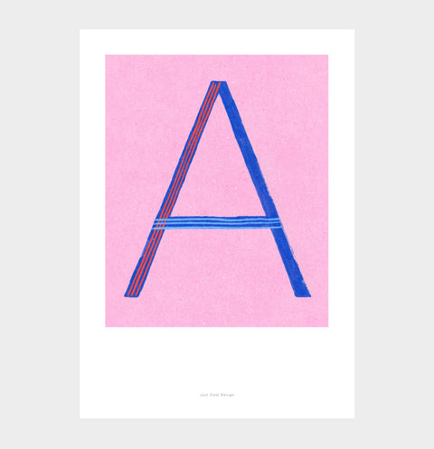 Letter A print initial poster. Colorful illustration A letter wall art print.