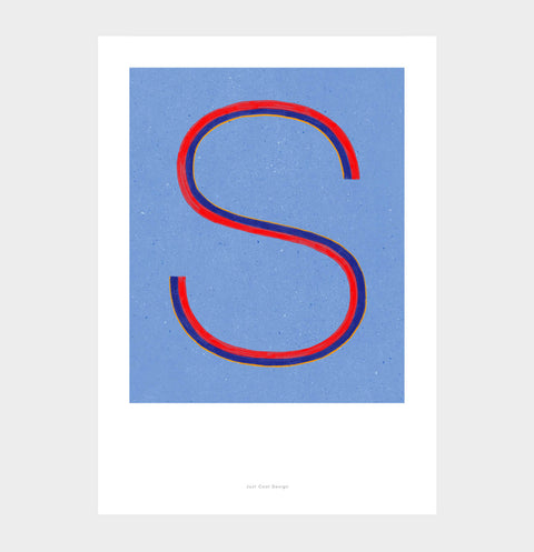 Letter S print initial poster. Colorful illustration S letter wall art print.
