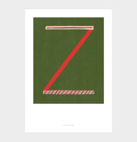 Letter Z print initial poster. Colorful illustration Z letter wall art print.