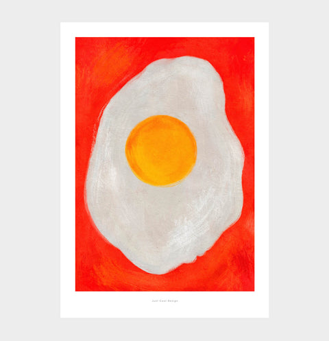 Minimalist and simple fried egg kitchen decor print. Bold and graphic egg illustration print