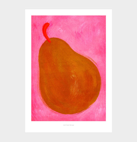 Pear wall art for kitchen, colorful fruit poster