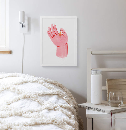 Poster for women illustrator prints, pink wall art bedroom prints, self care art
