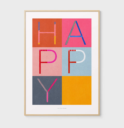 Happy | Letter wall art print