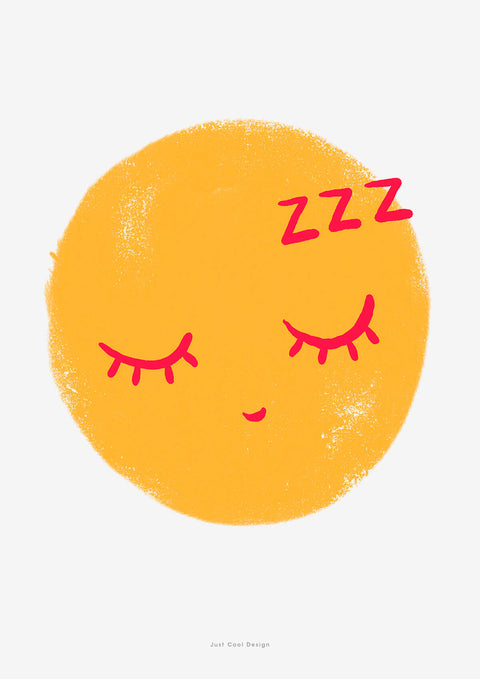 Sleeping emoticon wall art print | Yellow emoji poster