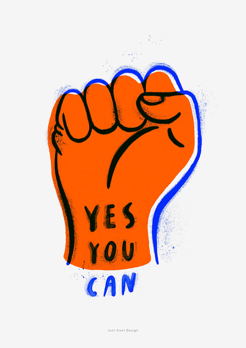 Yes you can motivational illustration art print for women